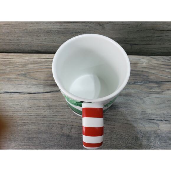 Starbucks 2009 Christmas Striped Candy Cane Handle Coffee Mug Cup - Picture 7 of 9